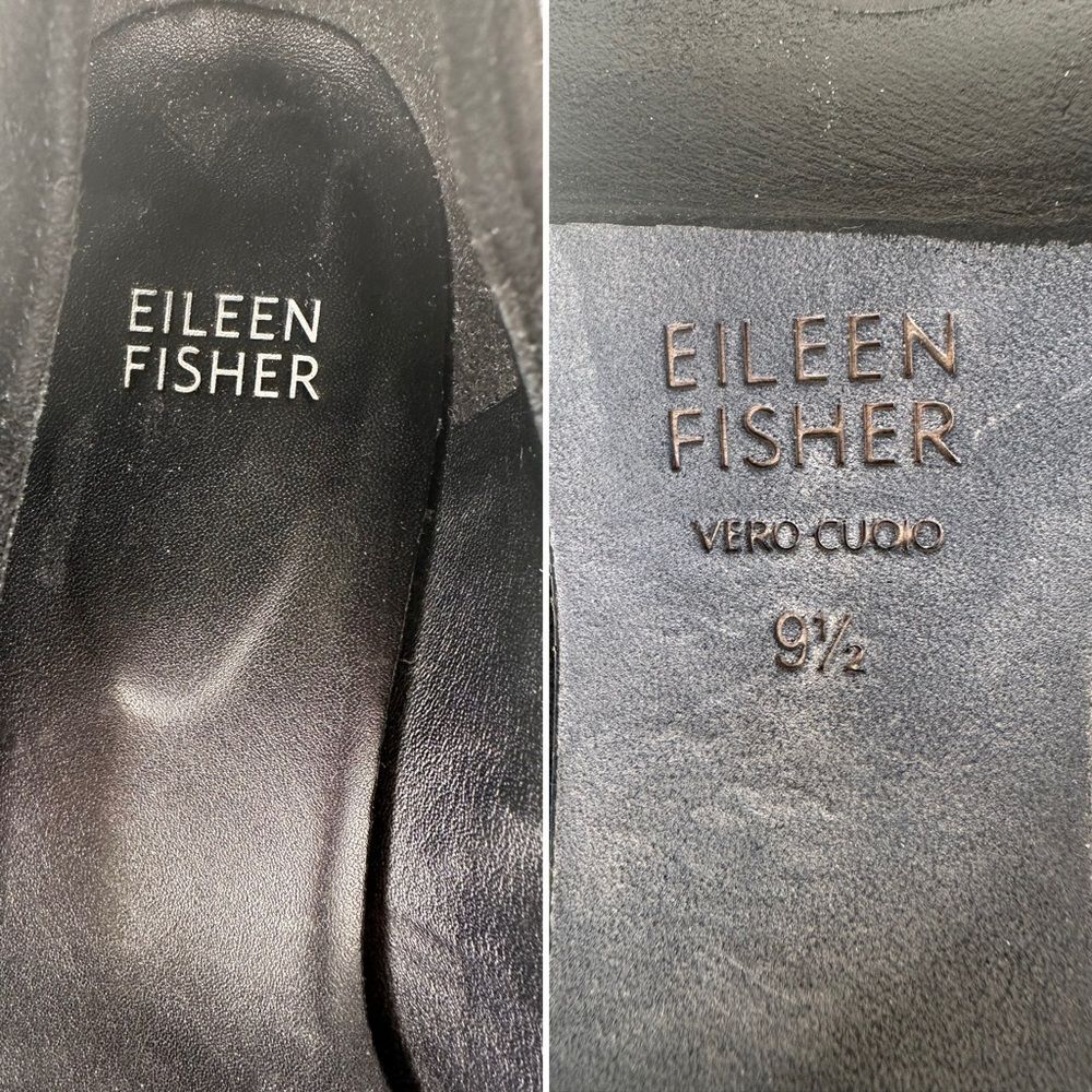 Eileen Fisher Black Suede Wedge Heels Vero Cuoio Made in Italy NWT Size 9.5 - Picture 6 of 13